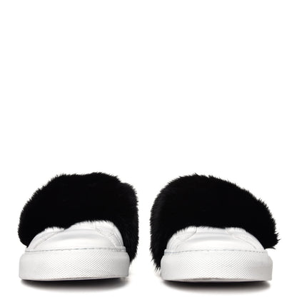 Givenchy Calfskin Mink Fur Urban Sneakers 39 White Black 4 of 6