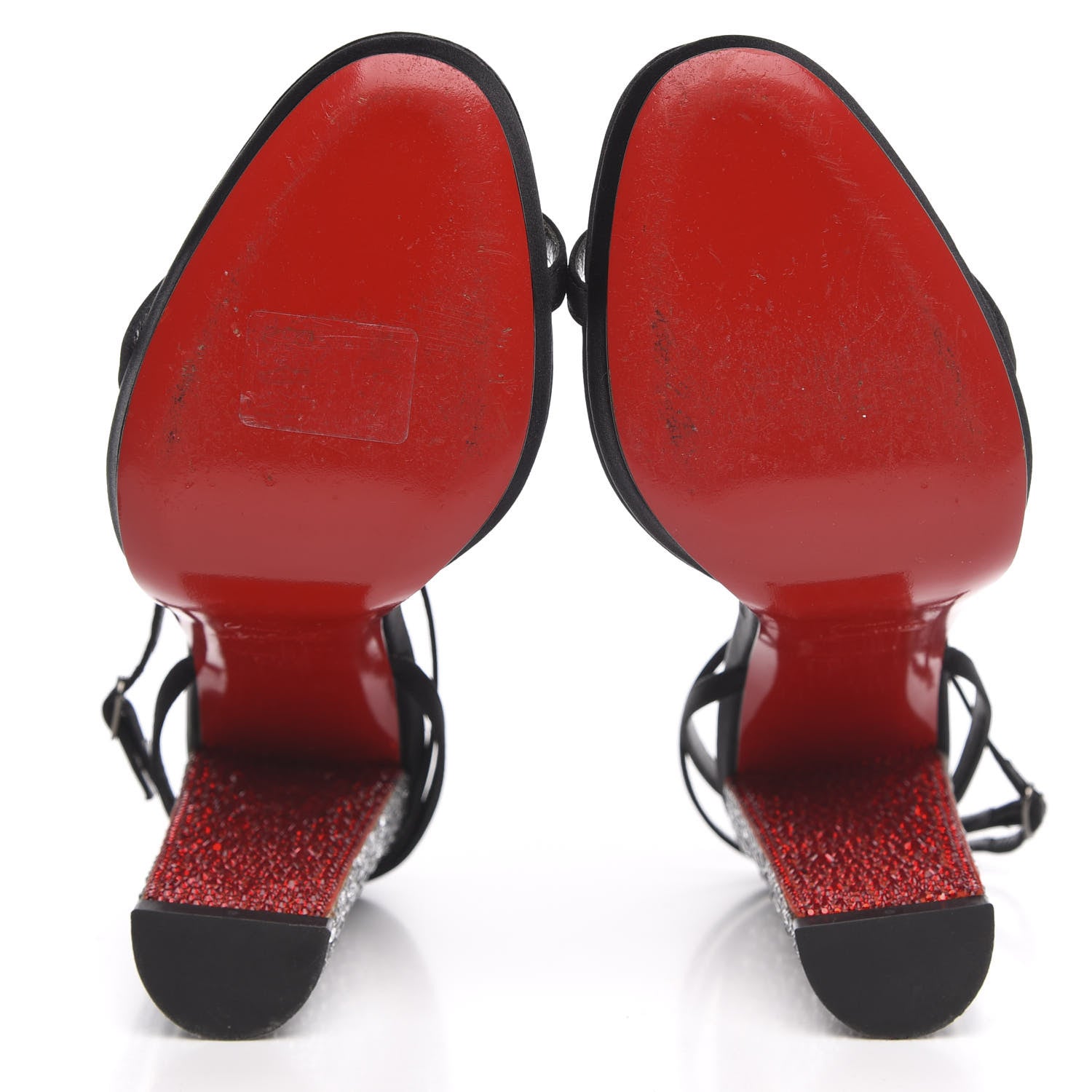 Christian Louboutin Crepe Satin Strass Au Palace 120 Sandals 38.5 Black 6 of 9