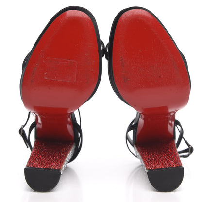 Christian Louboutin Crepe Satin Strass Au Palace 120 Sandals 38.5 Black 6 of 9