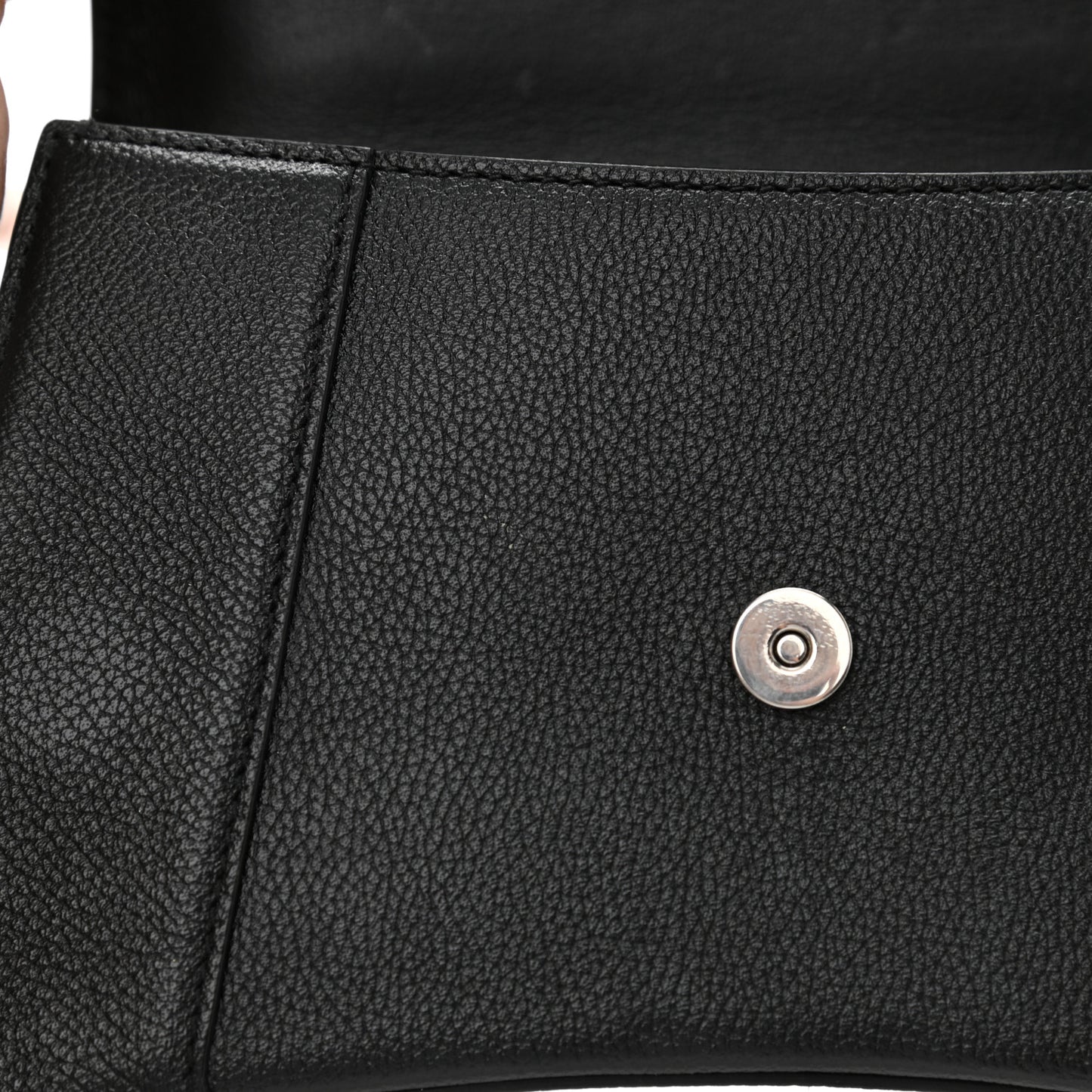 Grained Calfskin Small Hourglass Top Handle Bag Black
