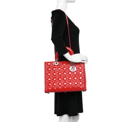 Christian Dior Patent Cannage Large Lady Dior Red 2 of 10