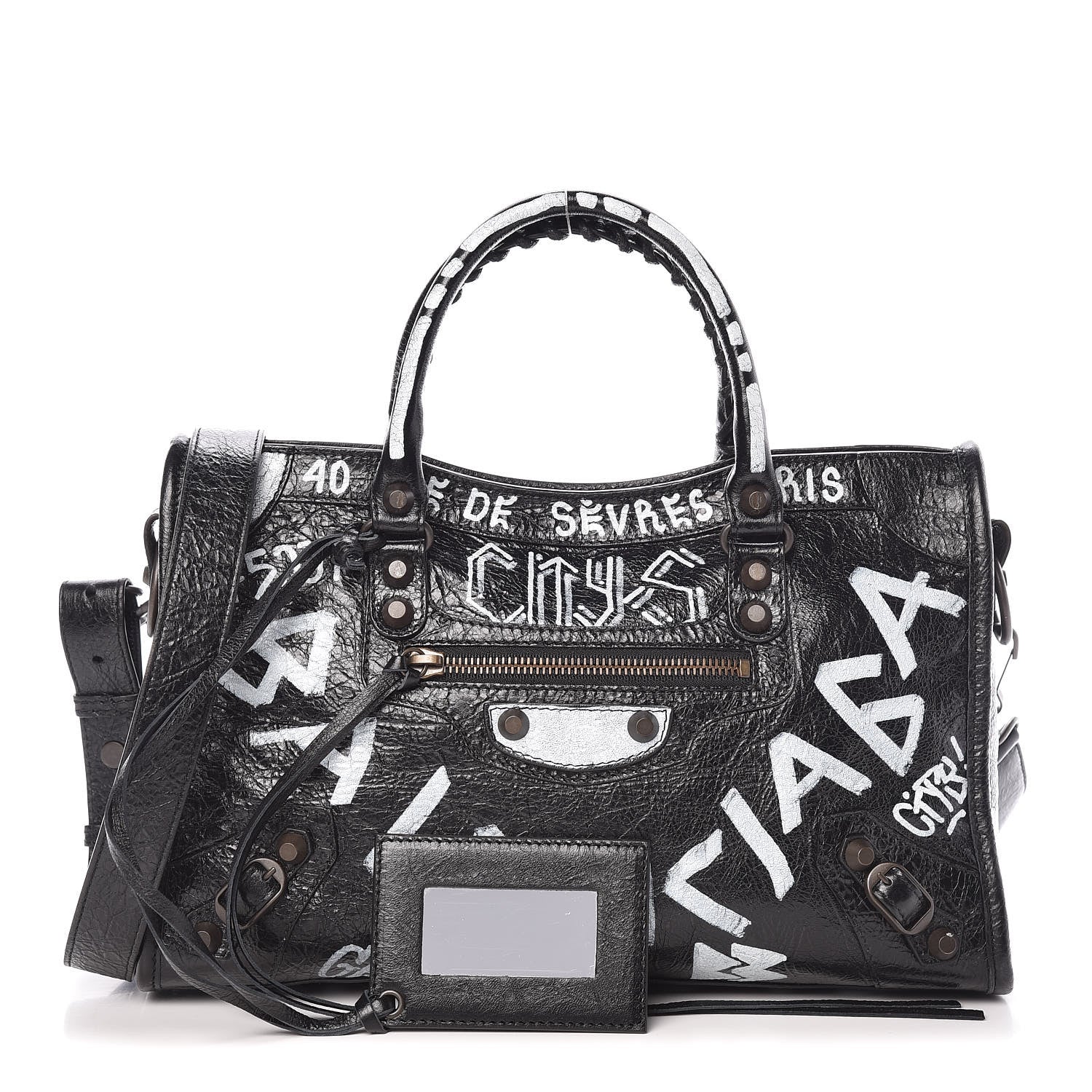 Balenciaga Agneau Classic Hardware Graffiti All Over S City Black 1 of 9