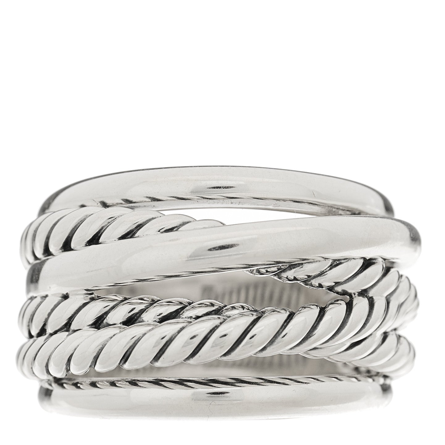 Sterling Silver 15mm Wide Crossover Cable Ring 50 5.5