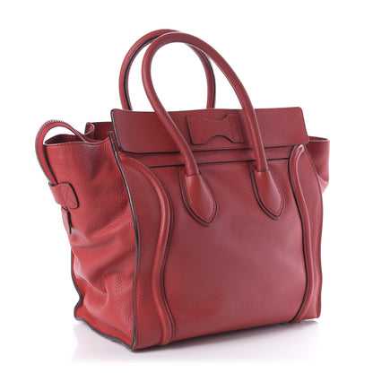 Celine Drummed Calfskin Mini Luggage Red 3 of 11