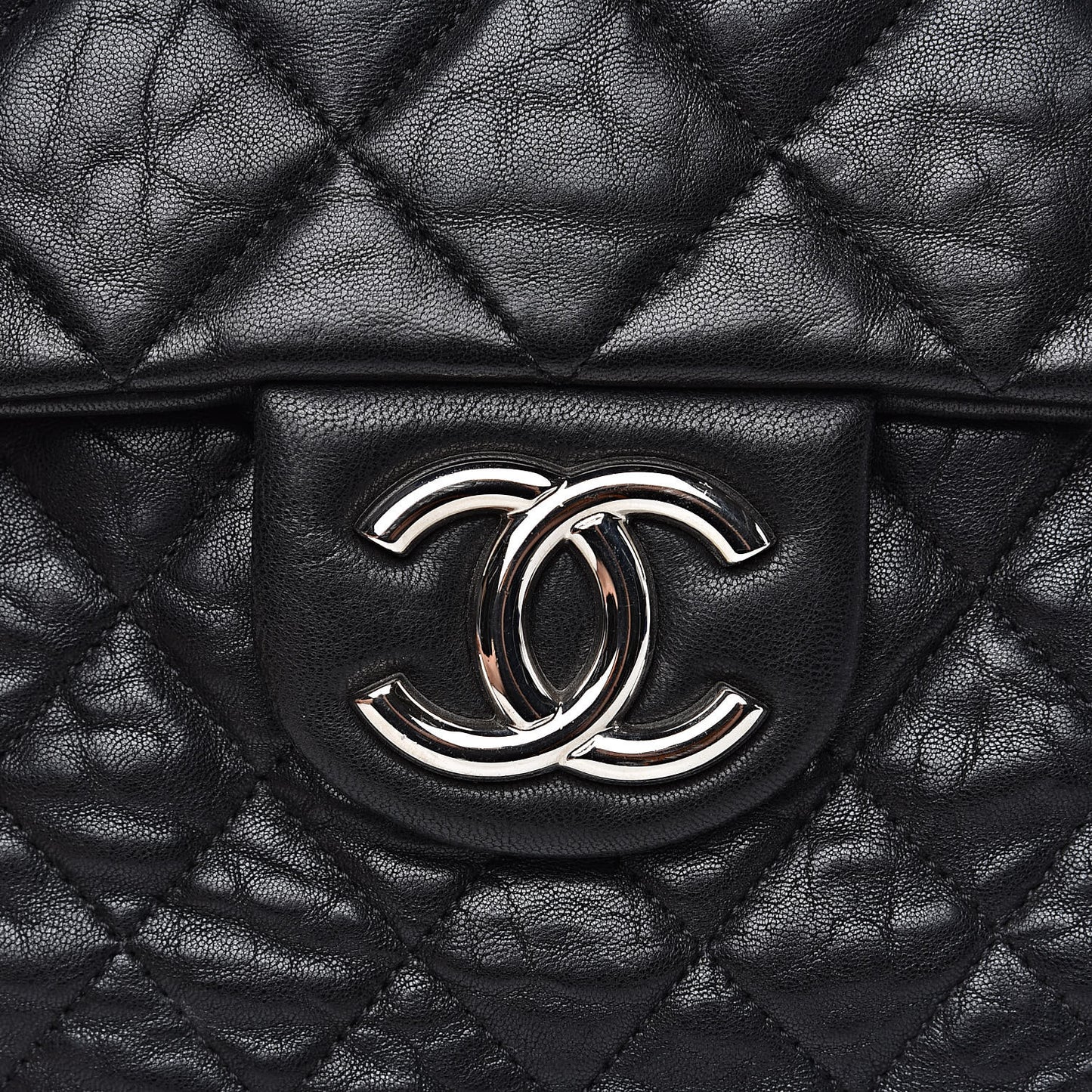 Washed Lambskin Quilted Maxi Chain Around Flap Black