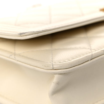 Chanel Caviar Quilted Boy Wallet On Chain WOC White 9 of 15