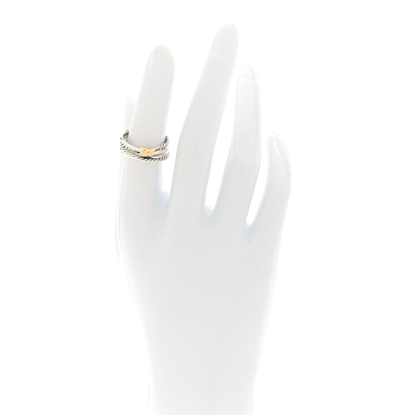 Sterling Silver 18K Yellow Gold 6mm X Crossover Ring 51 5.75