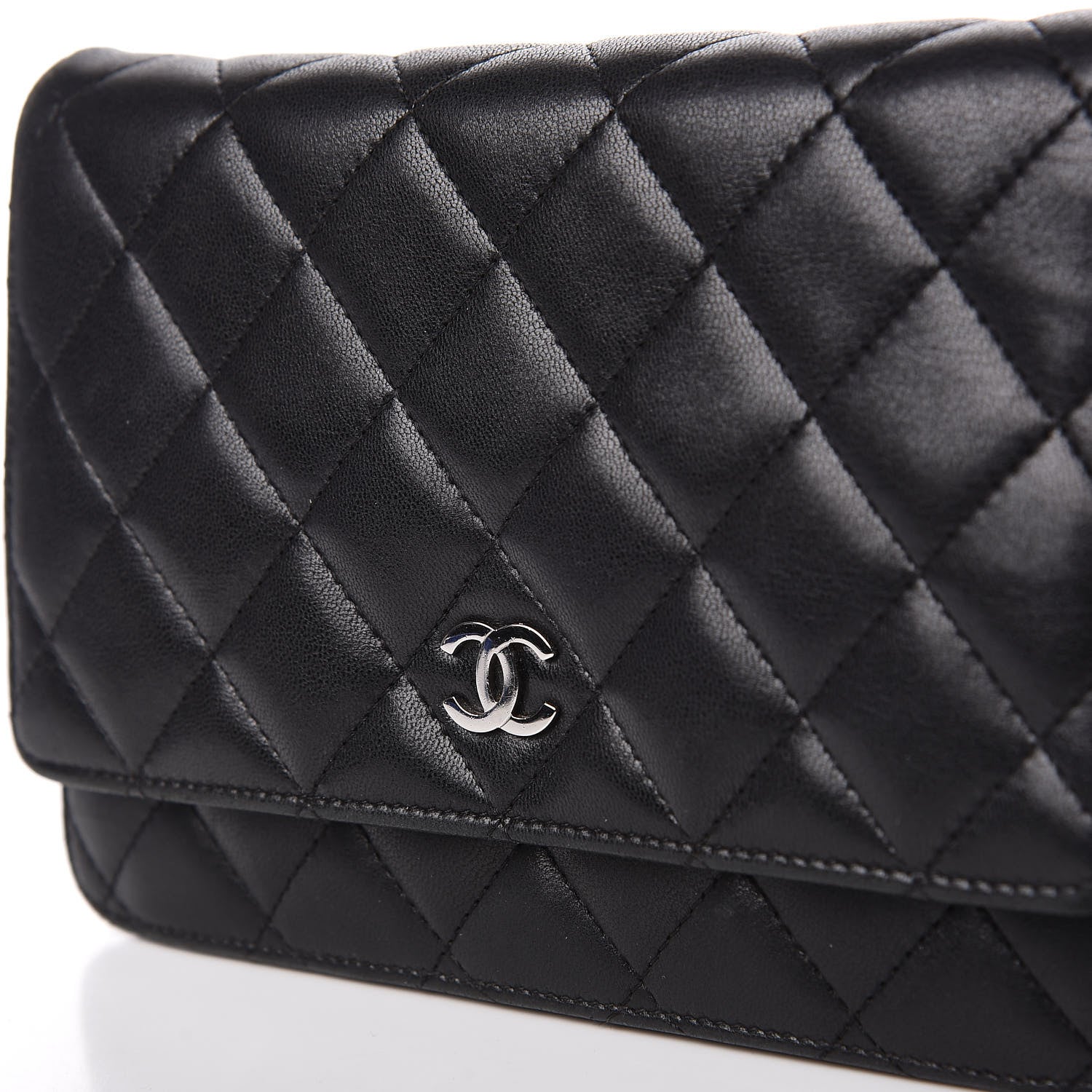 Chanel Lambskin Quilted Wallet On Chain WOC Black 12 of 12