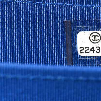 Chanel Caviar Chevron Quilted Zip Around Coin Purse Blue 7 of 8
