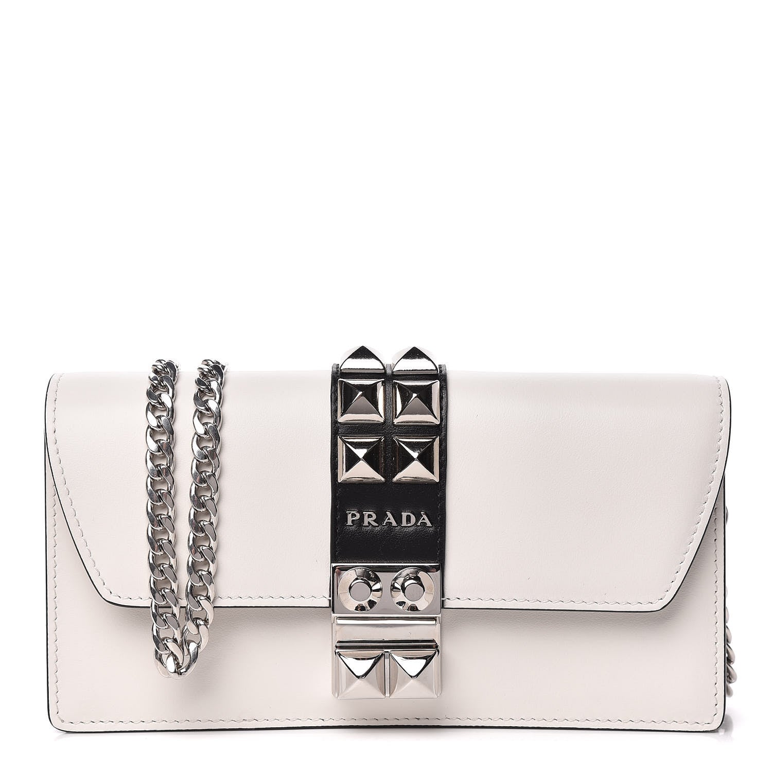 Prada City Calfskin Studded Mini Elektra Crossbody Bag White 1 of 10