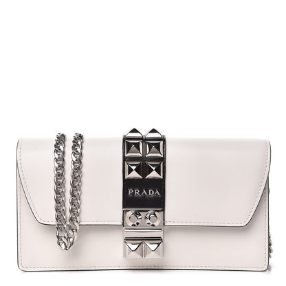 Prada City Calfskin Studded Mini Elektra Crossbody Bag White 1 of 10