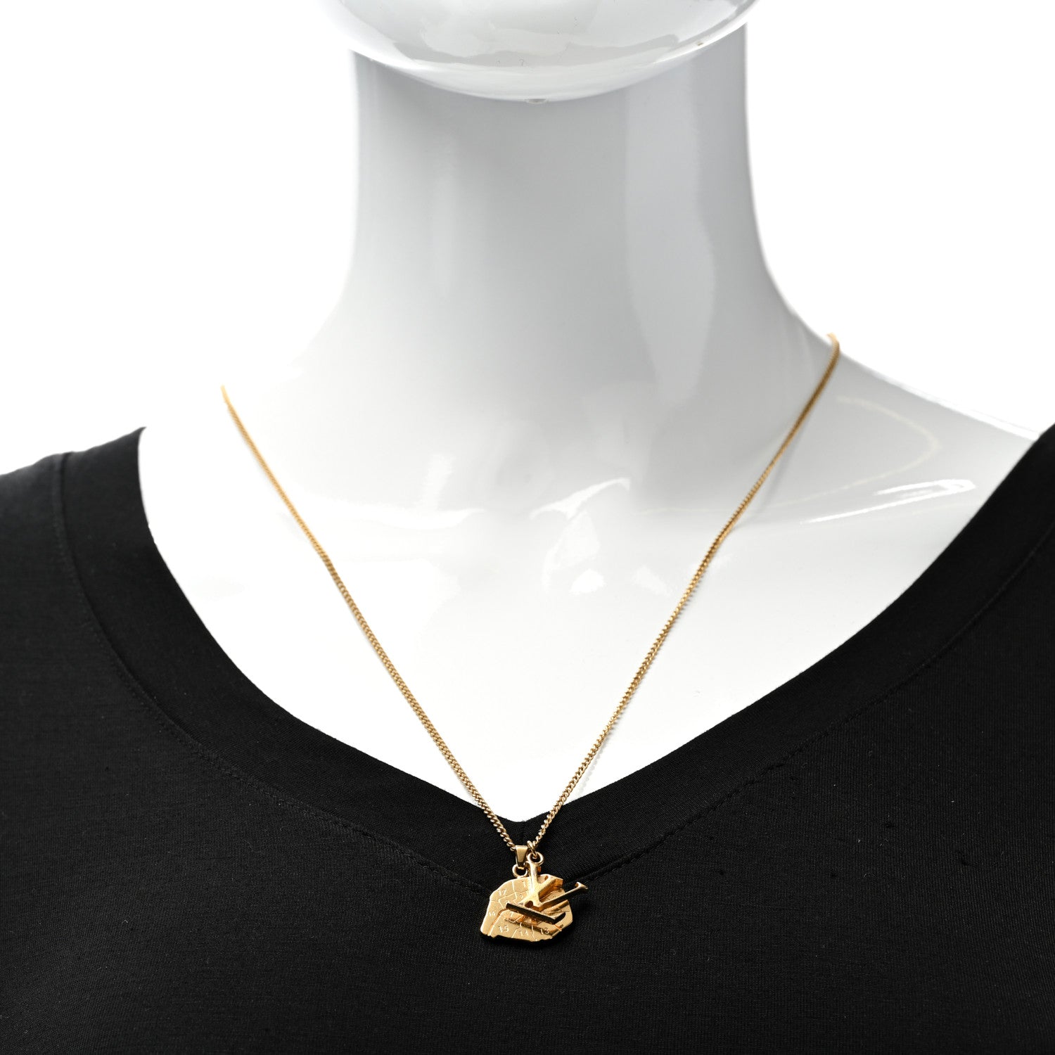 Louis Vuitton Metal Crystal LV Paris Map Necklace Gold 2 of 9