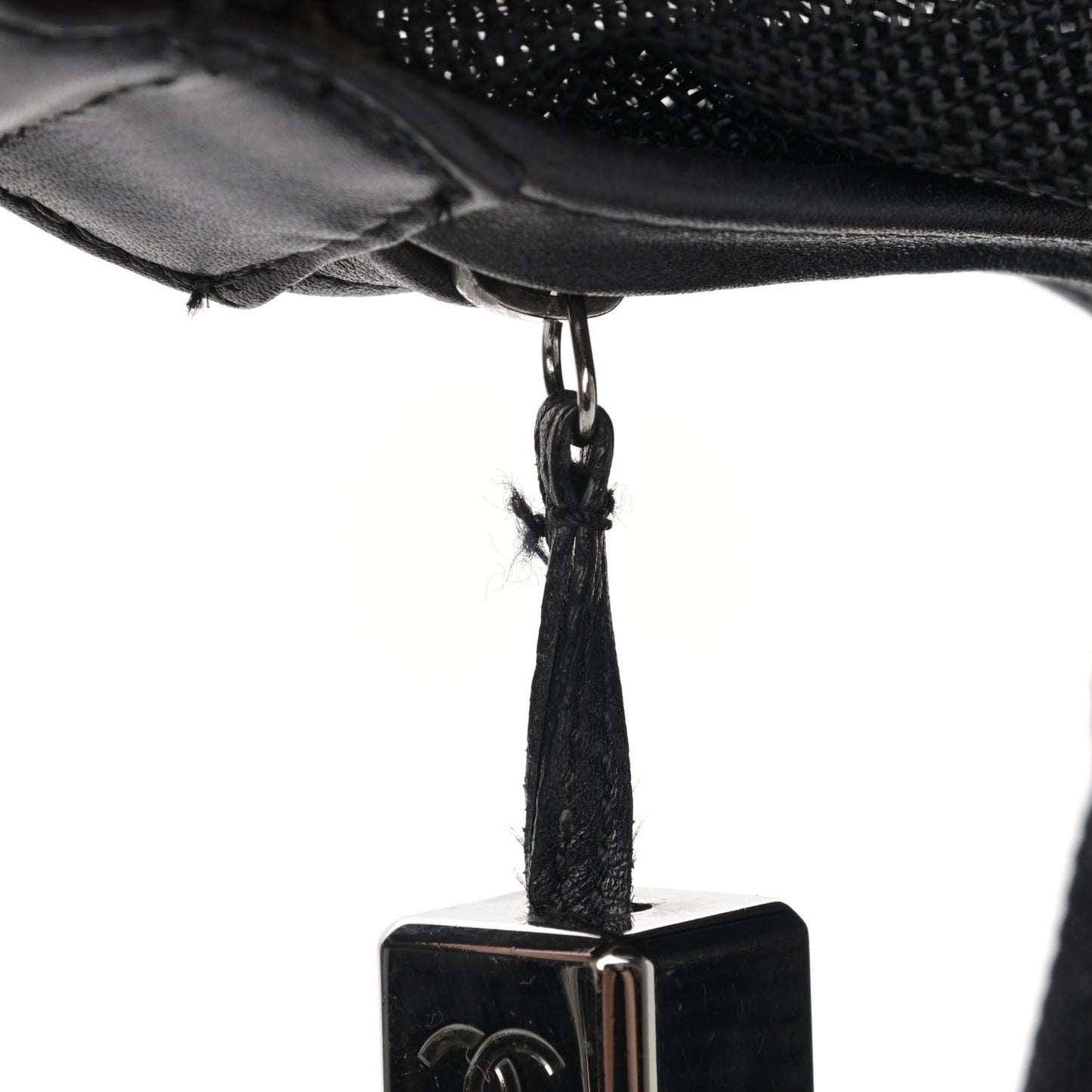 Mesh Calfskin Sport Tassel Hobo Black