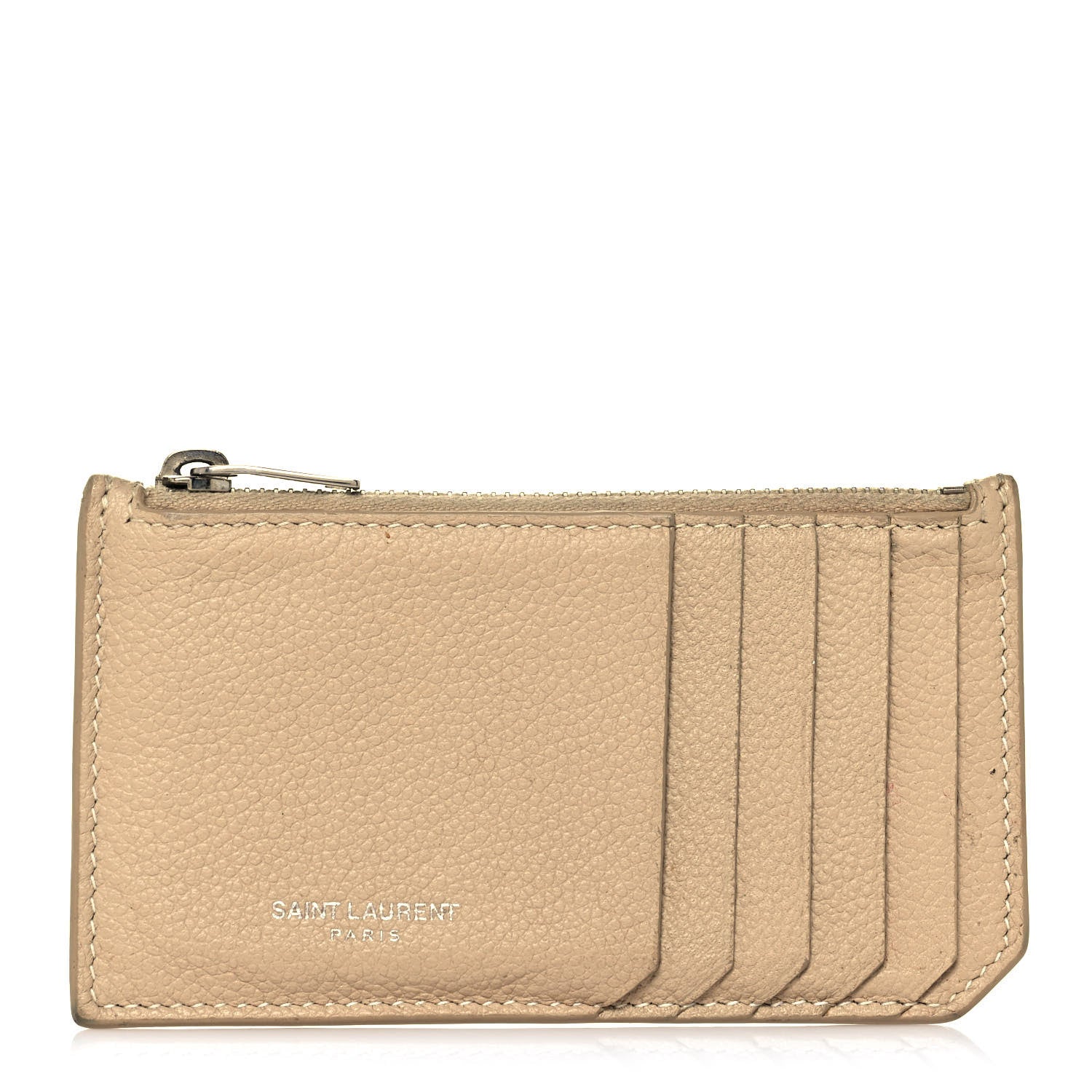 Saint Laurent Grained Calfskin 5 Fragments Zip Pouch Card Holder Nude 1 of 11