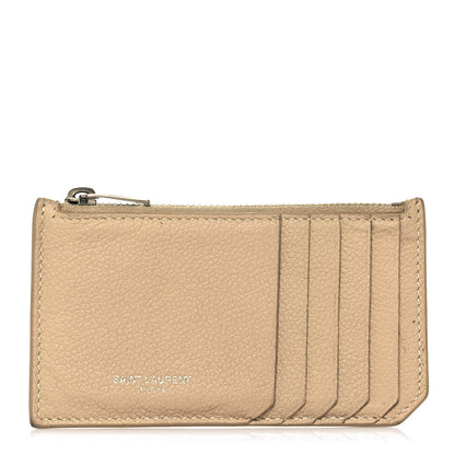 Saint Laurent Grained Calfskin 5 Fragments Zip Pouch Card Holder Nude 1 of 11