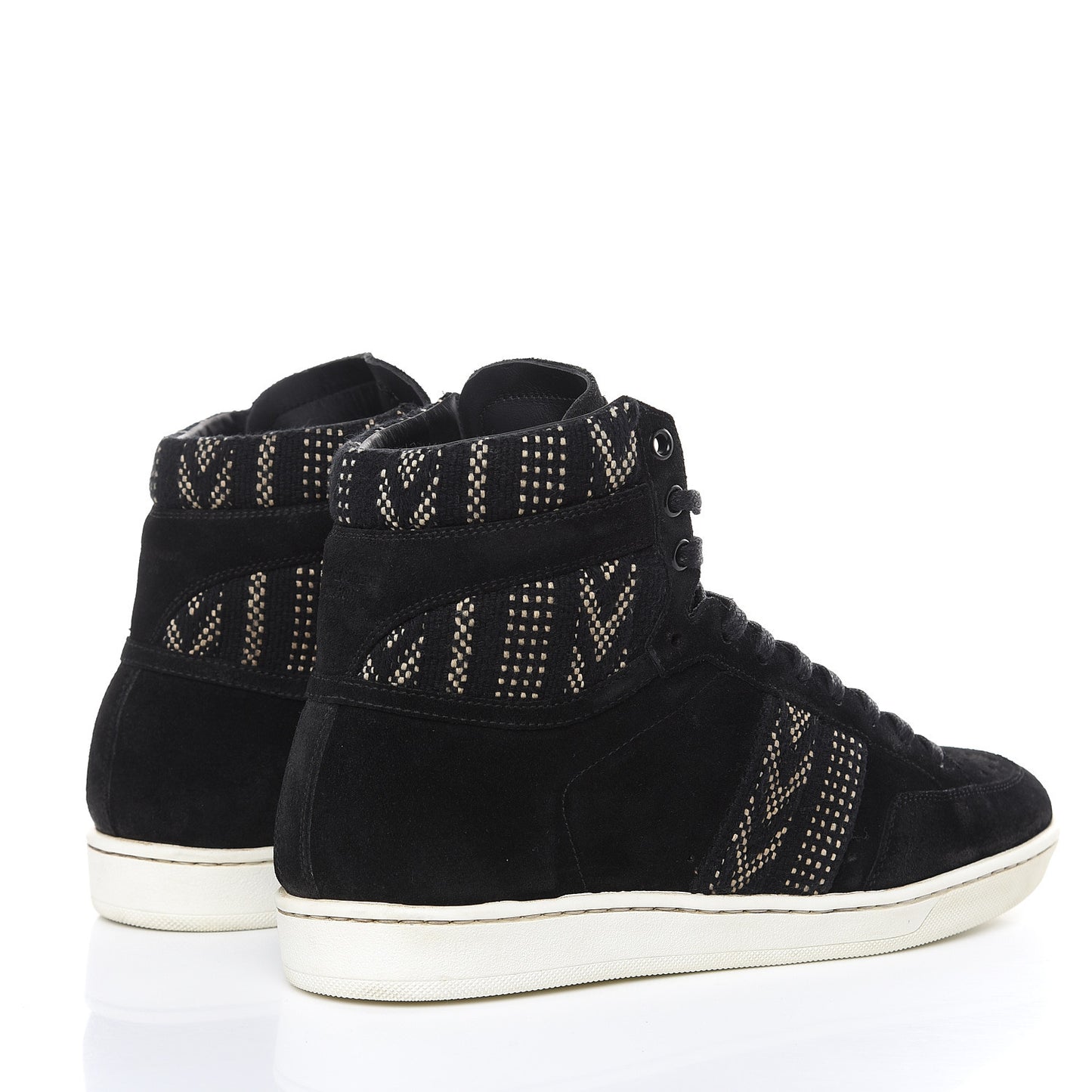 Distressed Suede Mens Ikat High Top Sneakers 41 Black