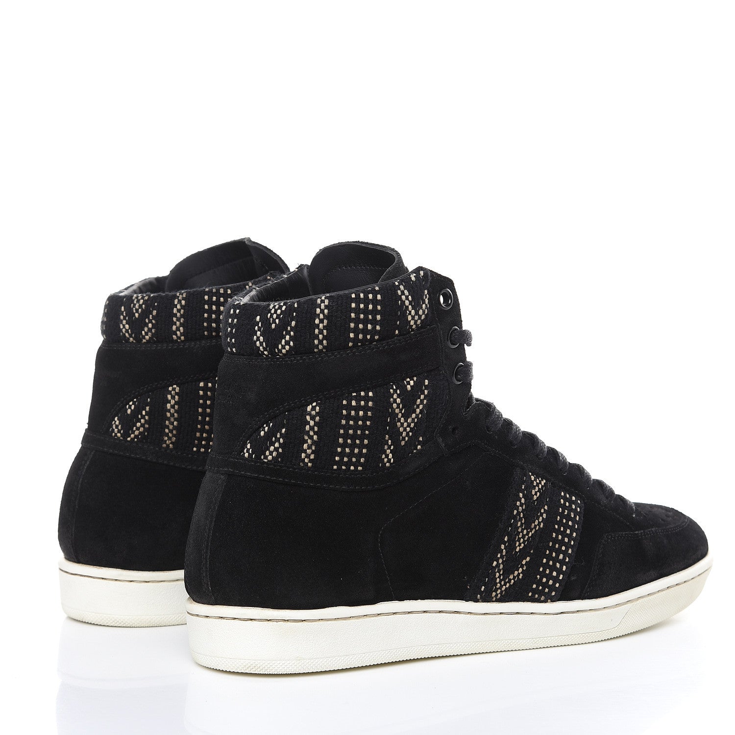 Saint Laurent Distressed Suede Mens Ikat High Top Sneakers 41 Black 4 of 9