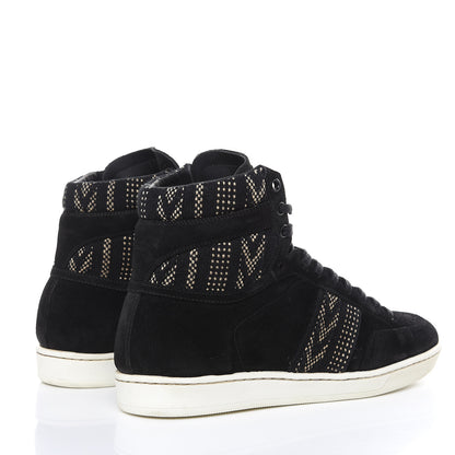 Saint Laurent Distressed Suede Mens Ikat High Top Sneakers 41 Black 4 of 9