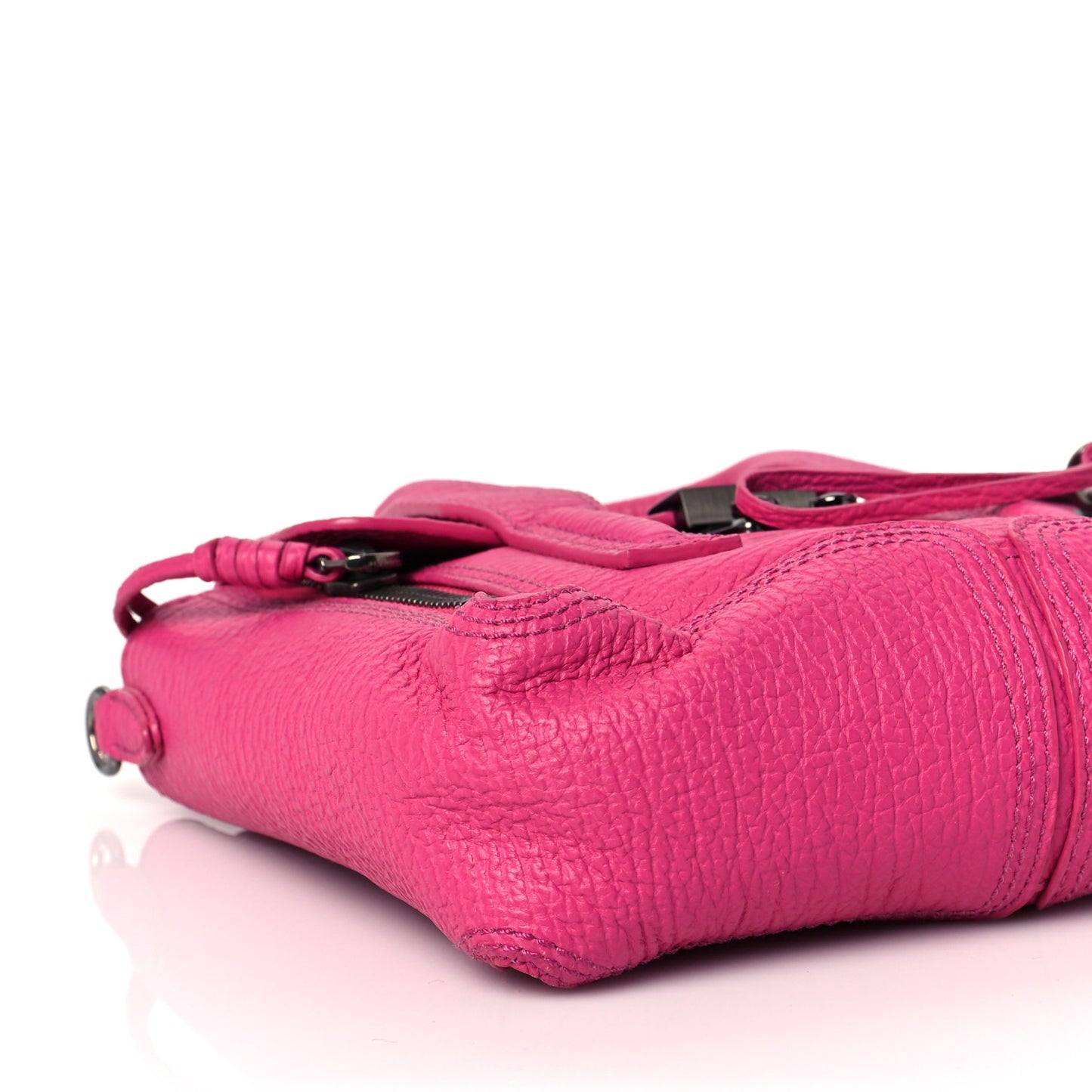Textured Calfskin Mini Pashli Satchel Bright Fuchsia