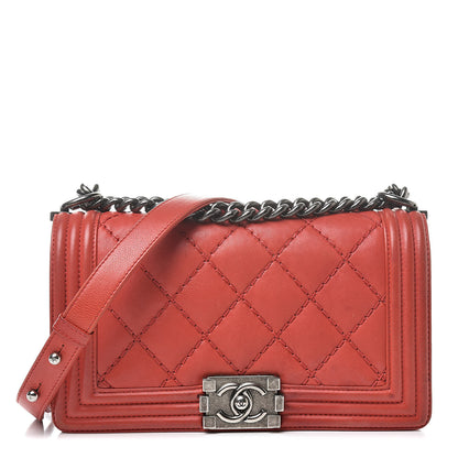 Chanel Calfskin Quilted Double Stitch Medium Boy Flap Red 1 of 21