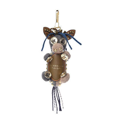 Burberry Calfskin Wool Cashmere Studded Mabel The Donkey Bag Charm Grey Multicolor 1 of 5