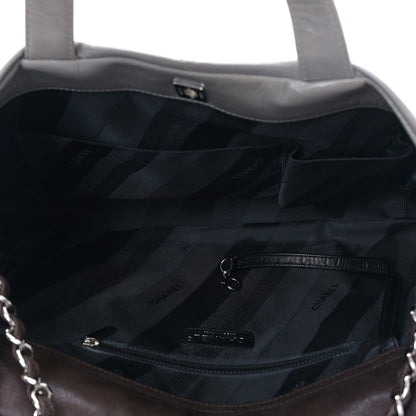 Chanel Glazed Calfskin Quilted Portobello Tote Grey Dark Brown 5 of 9