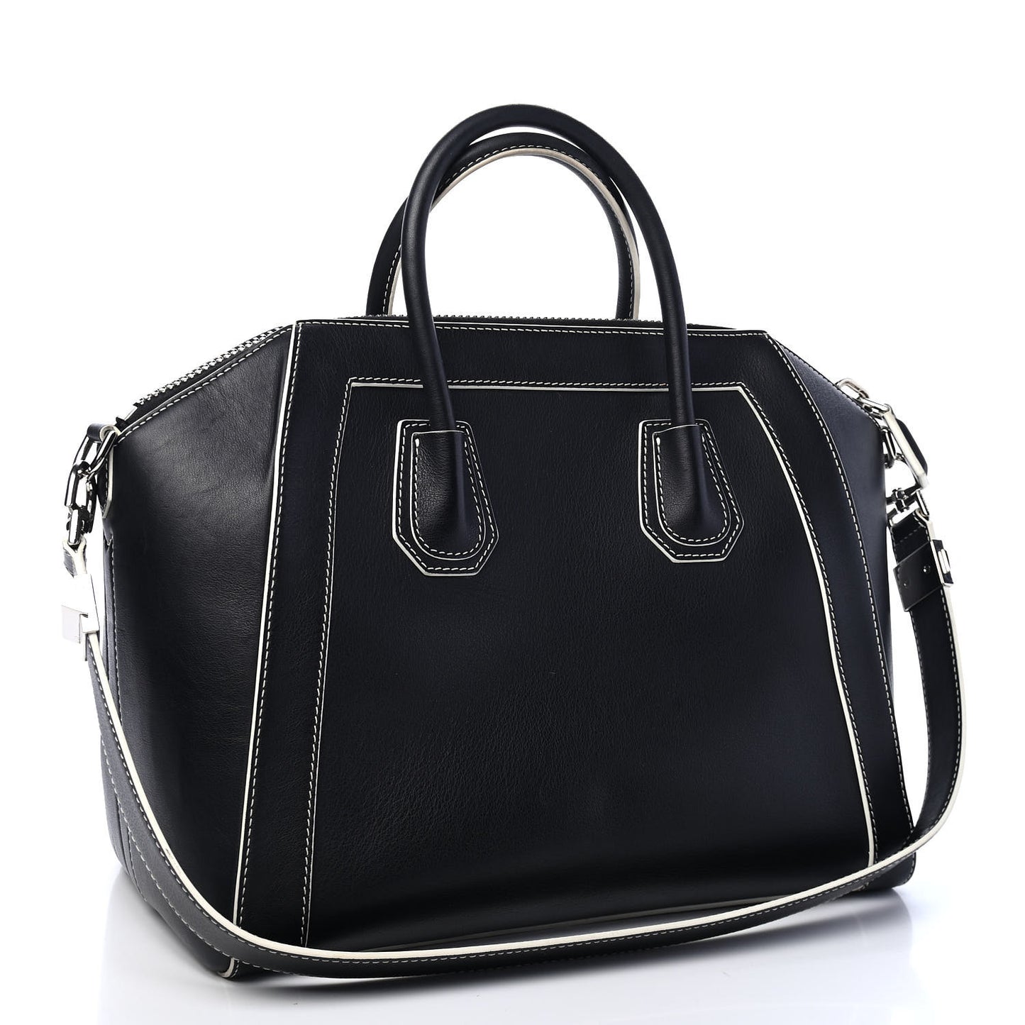 Calfskin Contrast Stitched Medium Antigona Black