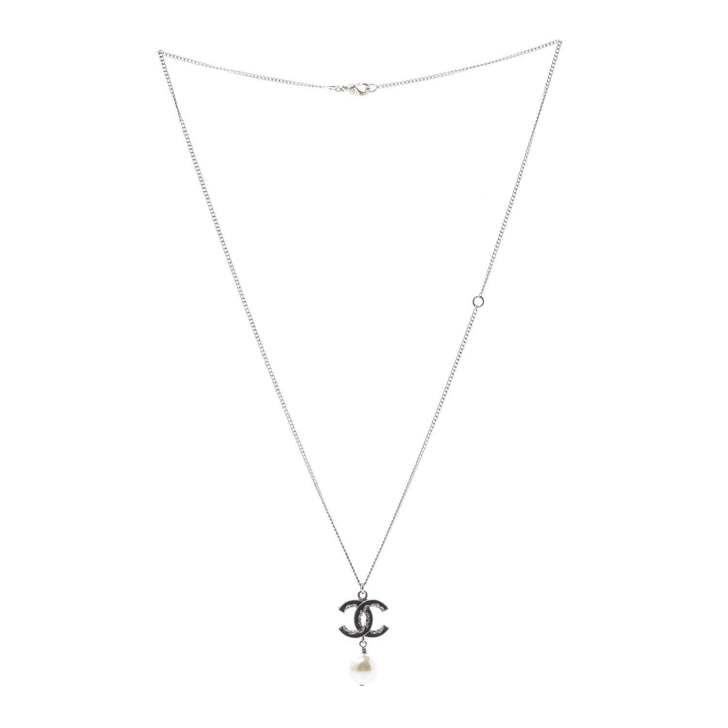 Chanel Enamel CC Baroque Pearl Drop Necklace Black Gold 3 of 5