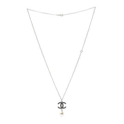 Chanel Enamel CC Baroque Pearl Drop Necklace Black Gold 3 of 5