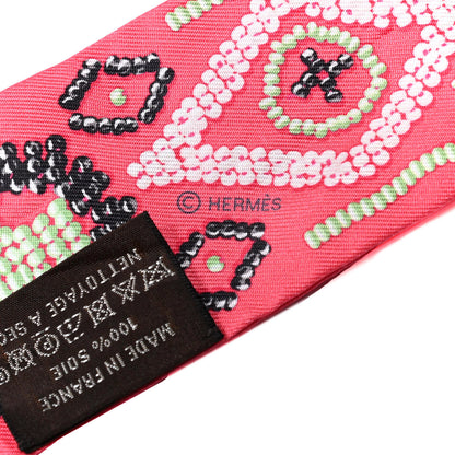 Hermes Silk Kelly En Perles Twilly Rose Vert Black 3 of 4