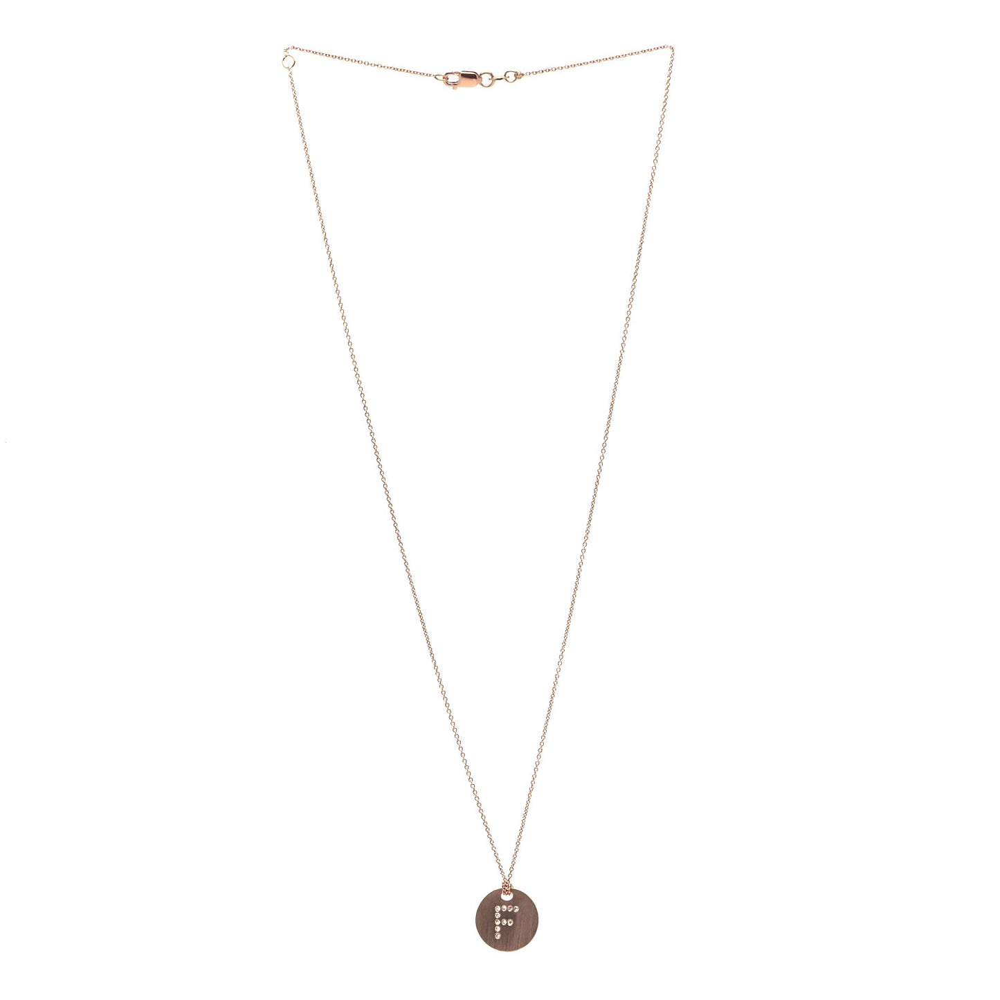18K Rose Gold Diamond Tiny Treasures Initial F Pendant Necklace