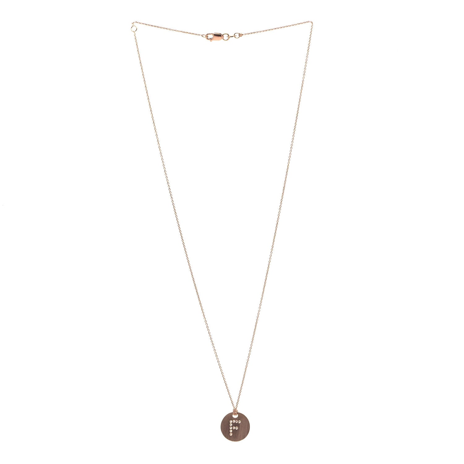 Roberto Coin 18K Rose Gold Diamond Tiny Treasures Initial F Pendant Necklace 2 of 5