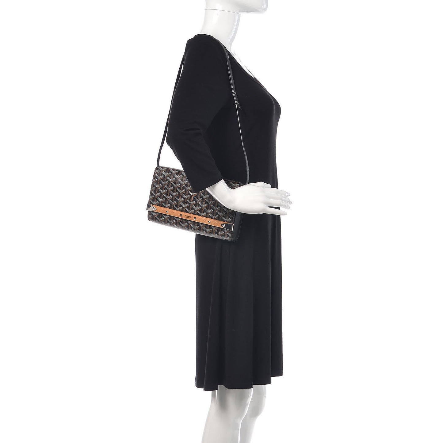 Goyardine Monte Carlo Bois Clutch With Strap Black