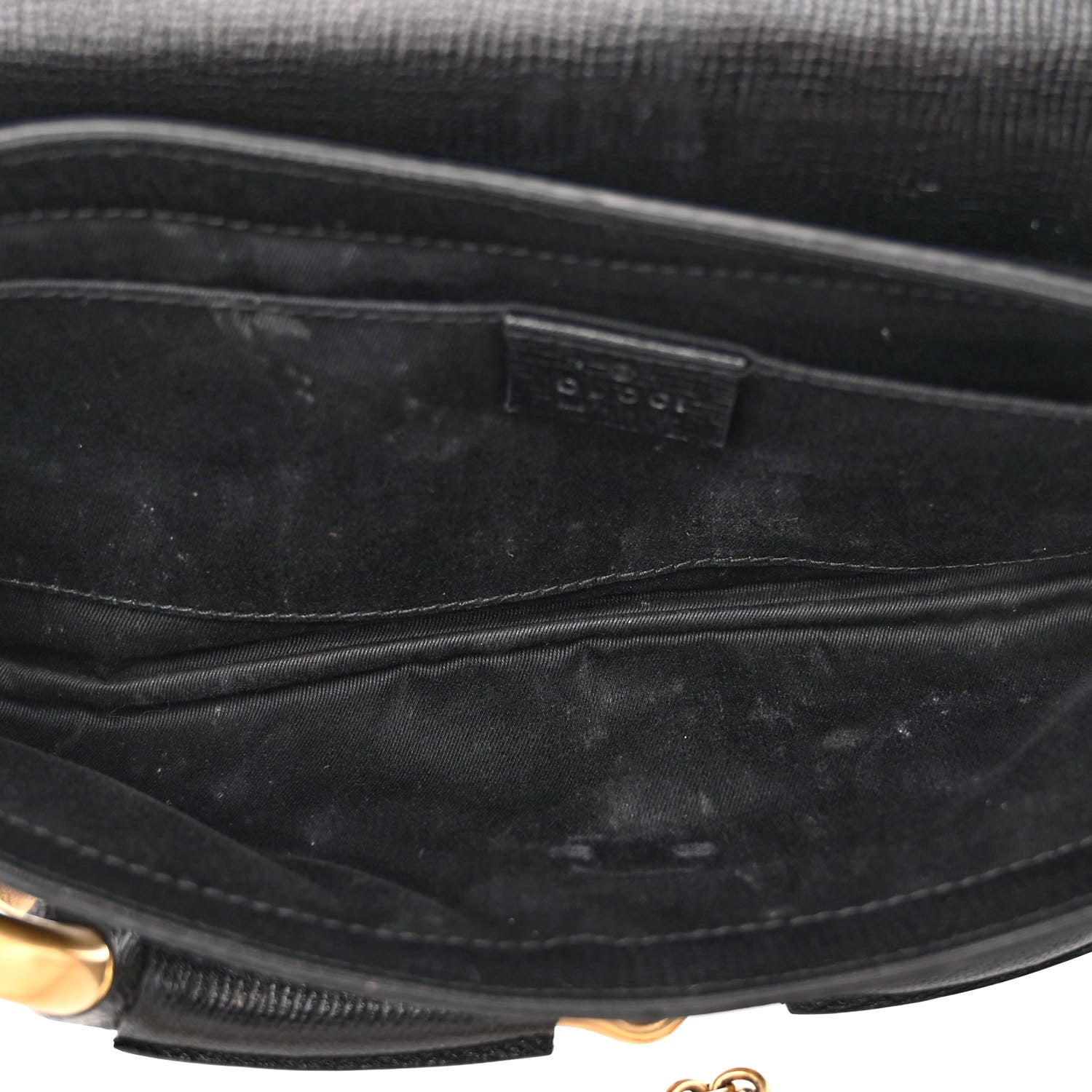 Gucci Textured Calfskin Horsebit Chain Clutch Black 5 of 10