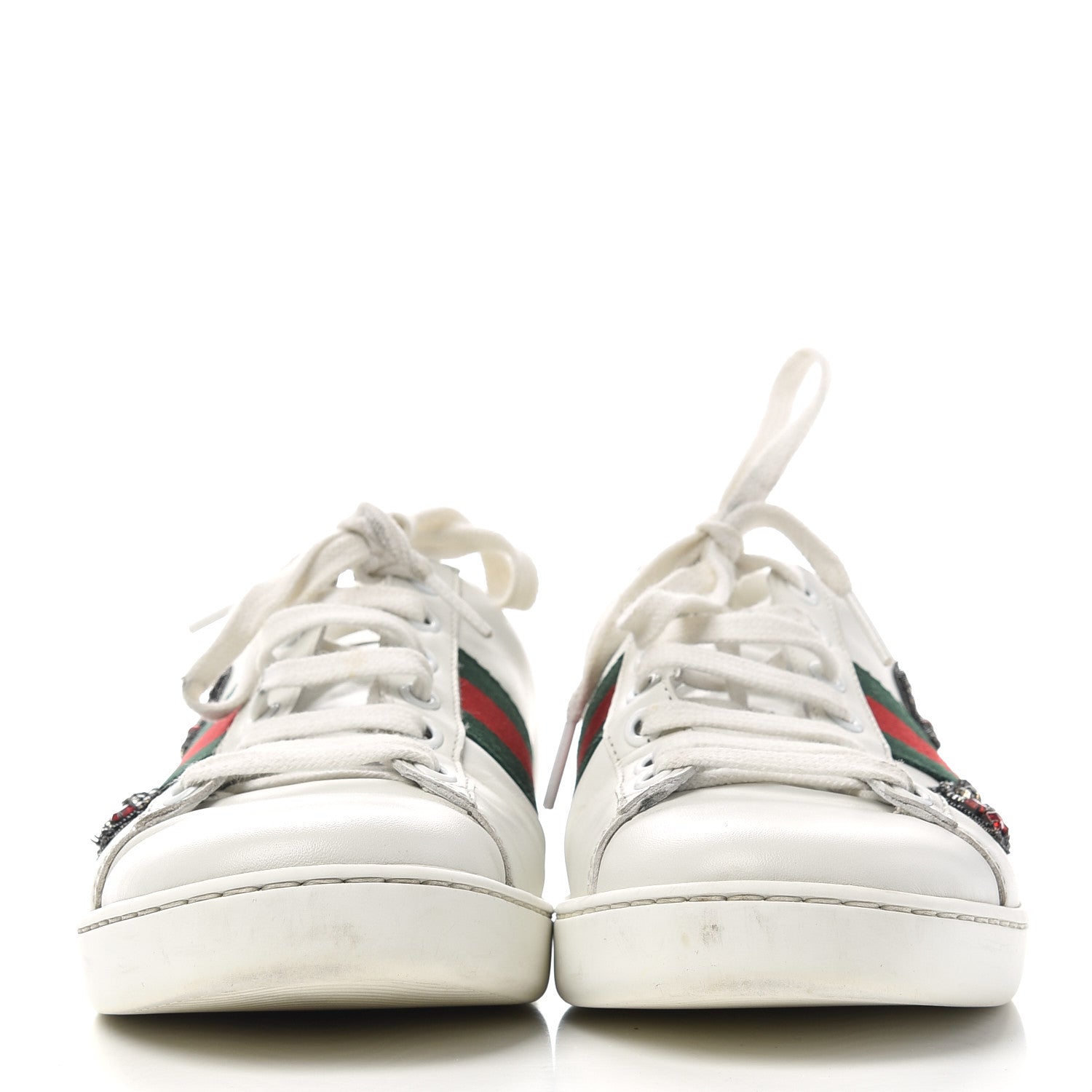 Gucci Calfskin Web Studded Arrow Ace Sneakers 38 White 2 of 12