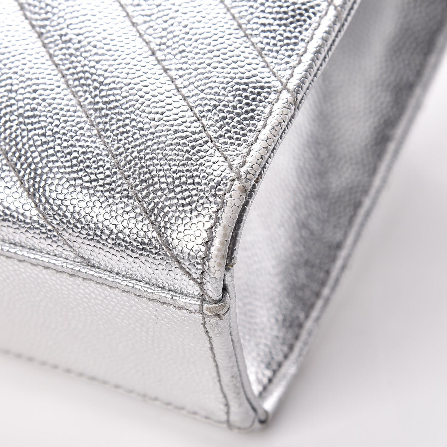 Metallic Grain De Poudre Matelasse Medium Monogram Satchel Silver