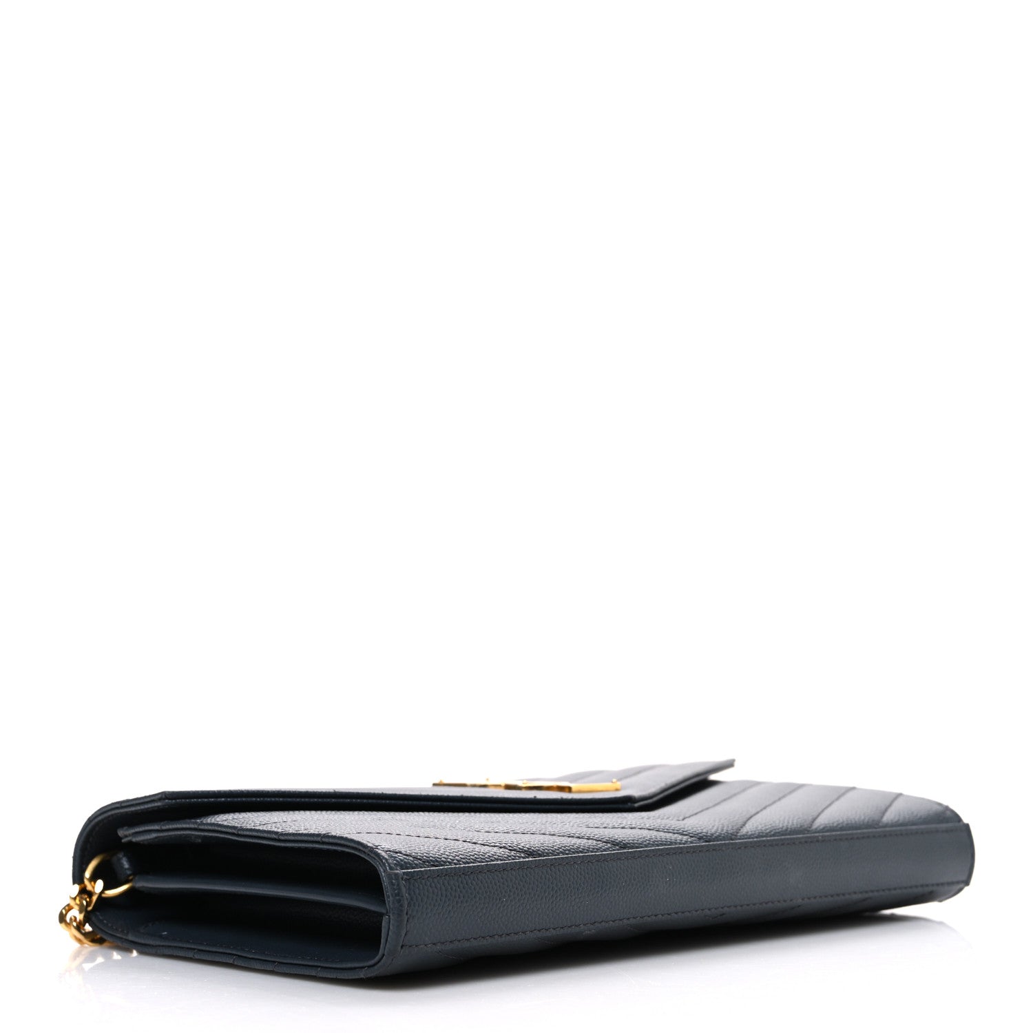 Saint Laurent Grain De Poudre Matelasse Chevron Monogram Chain Wallet Pebble 4 of 10