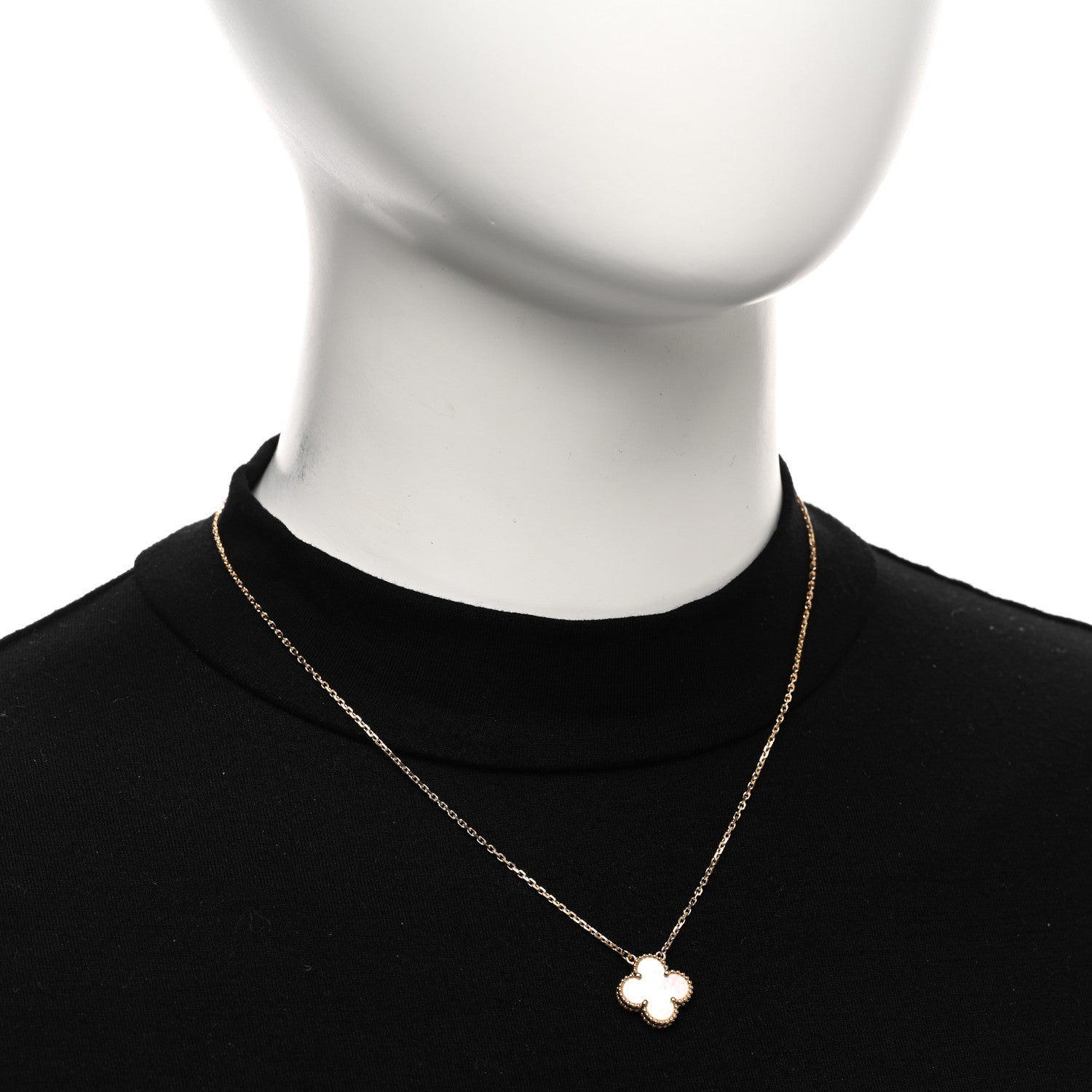 Van Cleef & Arpels 18K Yellow Gold Mother of Pearl Vintage Alhambra Pendant Necklace 2 of 5