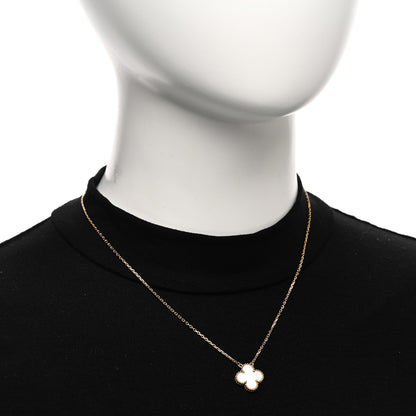 Van Cleef & Arpels 18K Yellow Gold Mother of Pearl Vintage Alhambra Pendant Necklace 2 of 5