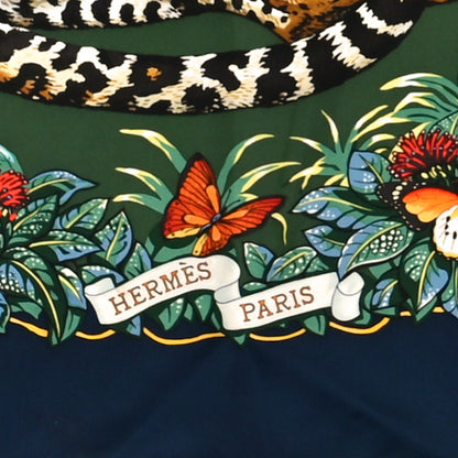 Hermes Silk Jungle Love Scarf 90 Marine Vert Orange 2 of 8
