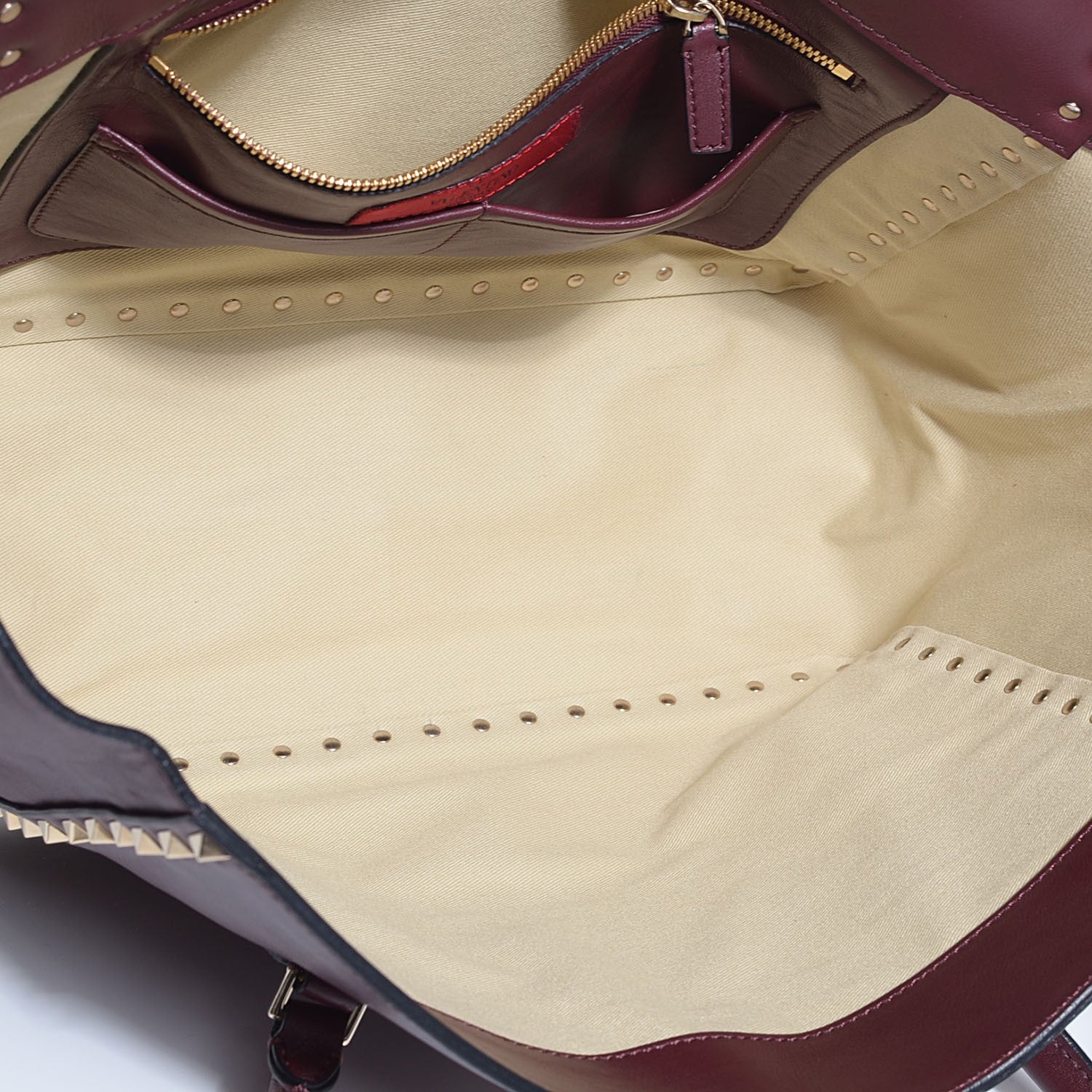 Valentino Garavani Vitello Large Rockstud Flap Double Handle Satchel Cremisi 5 of 9