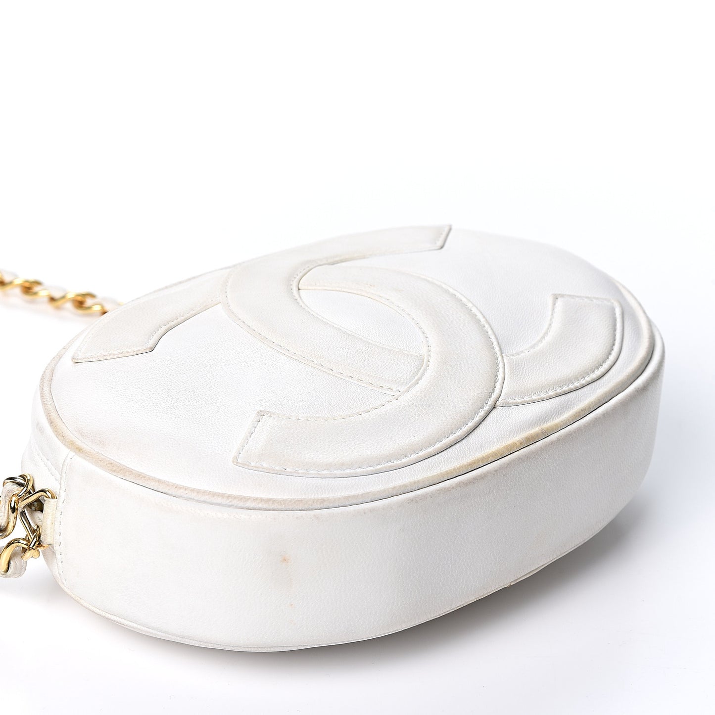 Lambskin Round Tassel Crossbody Bag White
