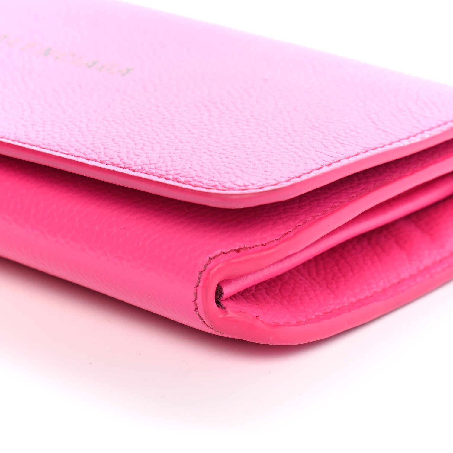 Balenciaga Pebbled Calfskin Everyday Continental Wallet on Chain Acid Pink 8 of 8