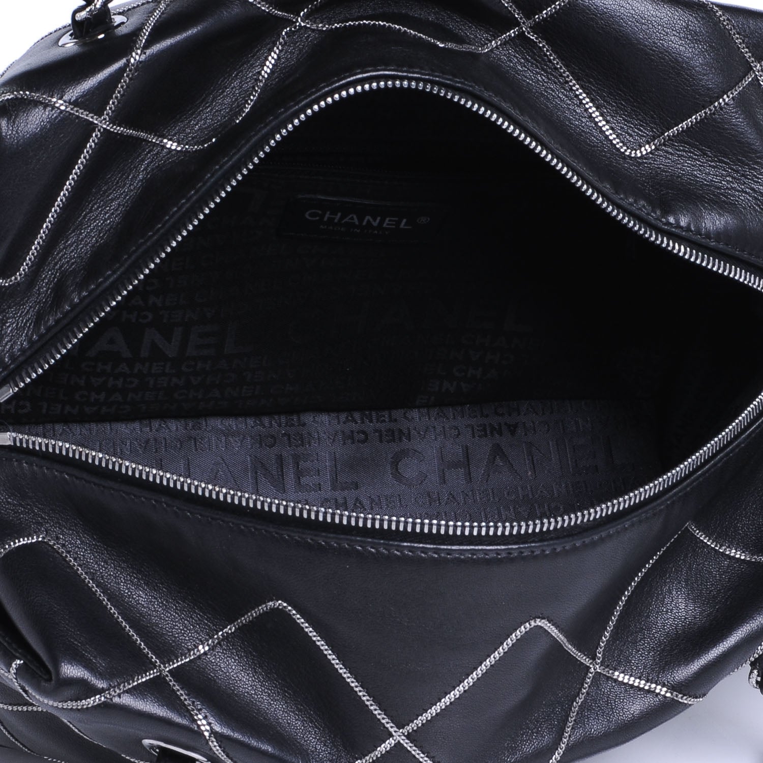 Chanel Calfskin Chain Stitch Shoulder Bag Black 6 of 7