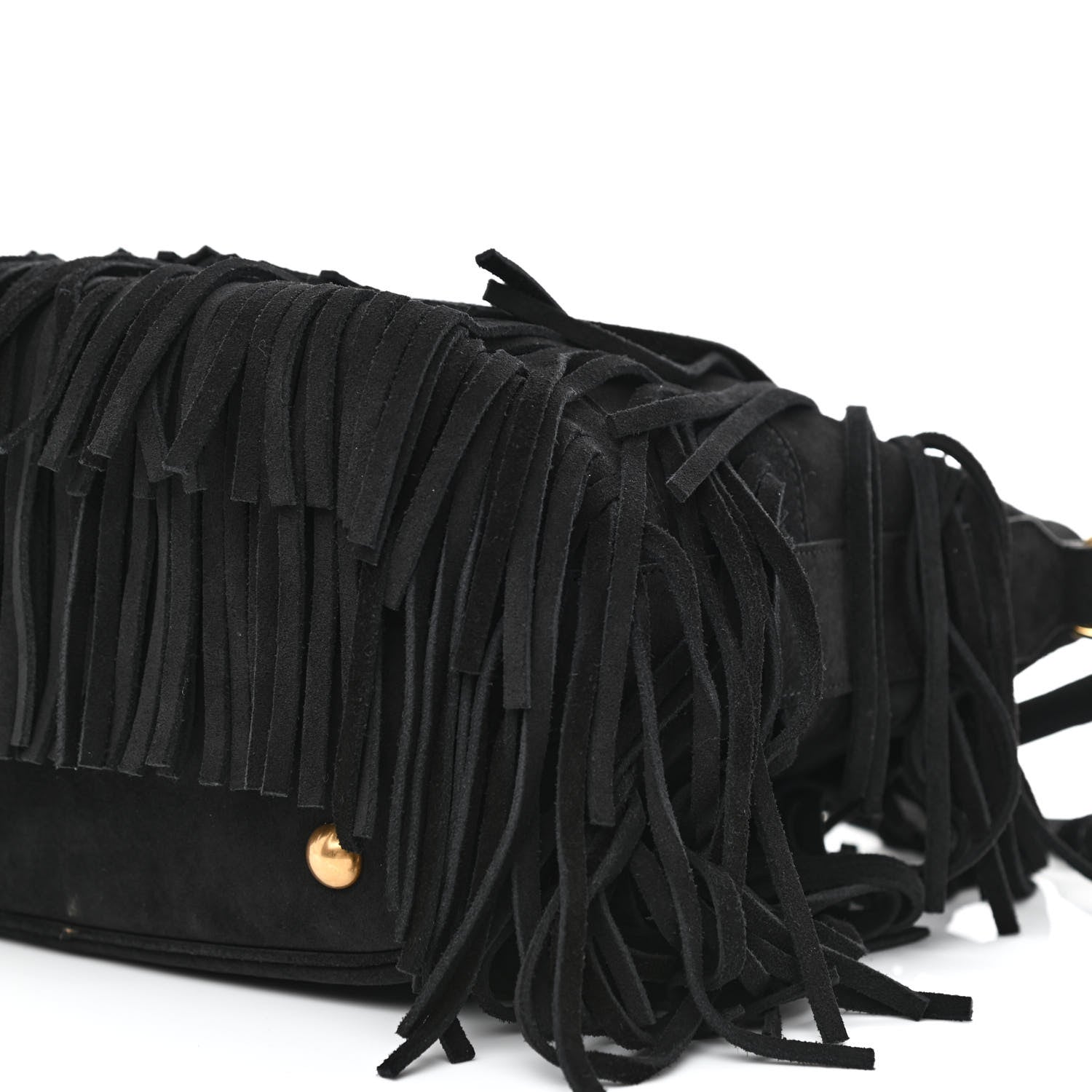 Saint Laurent Suede Calfskin Small Emmanuelle Fringe Bucket Bag Black 9 of 9