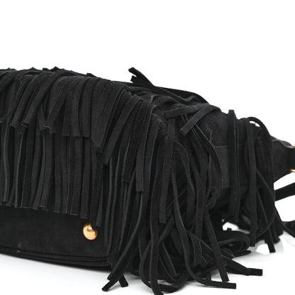 Saint Laurent Suede Calfskin Small Emmanuelle Fringe Bucket Bag Black 9 of 9