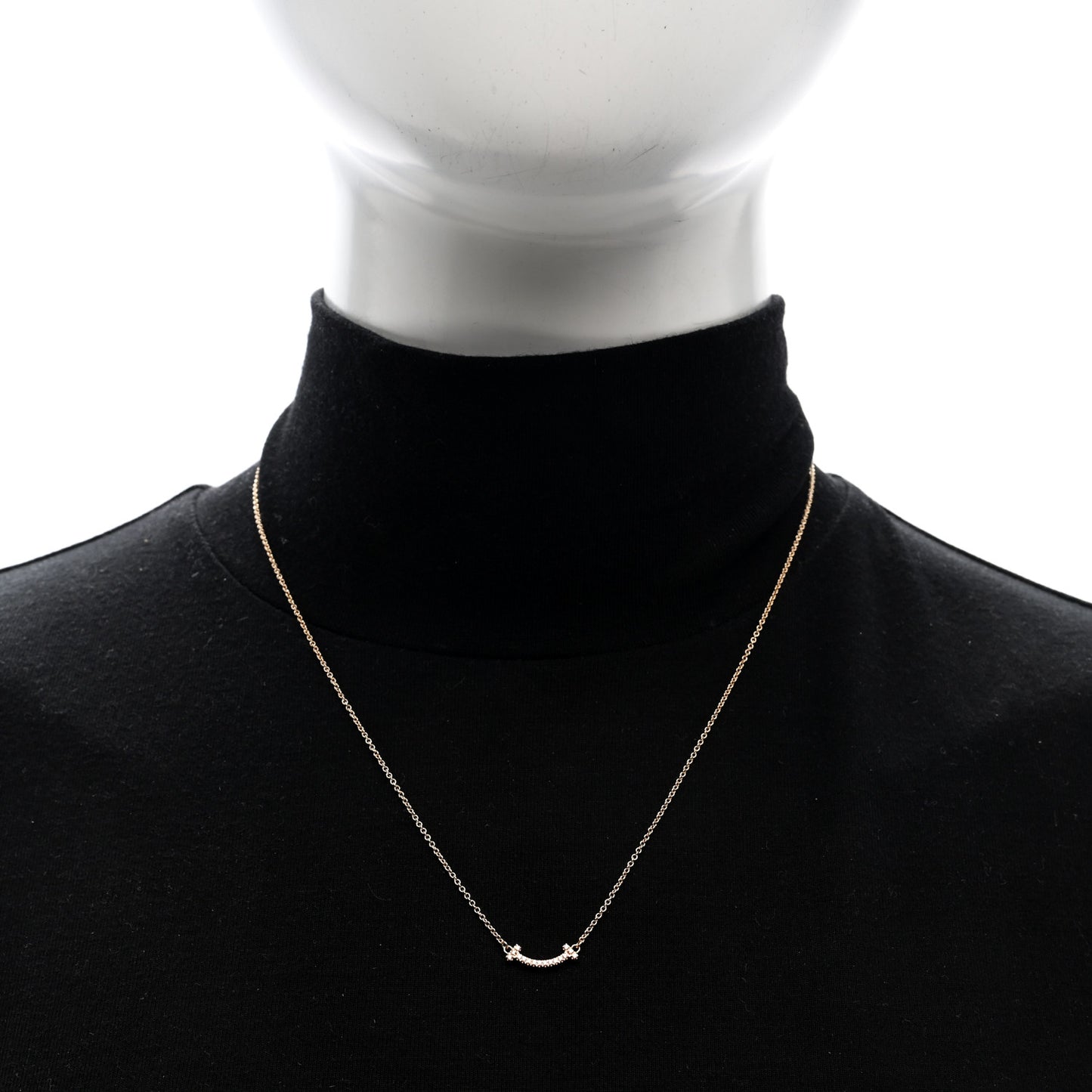 18K Rose Gold Diamond Mini T Smile Pendant Necklace