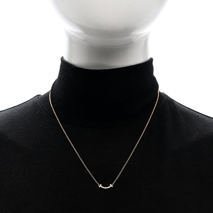Tiffany 18K Rose Gold Diamond Mini T Smile Pendant Necklace 2 of 5