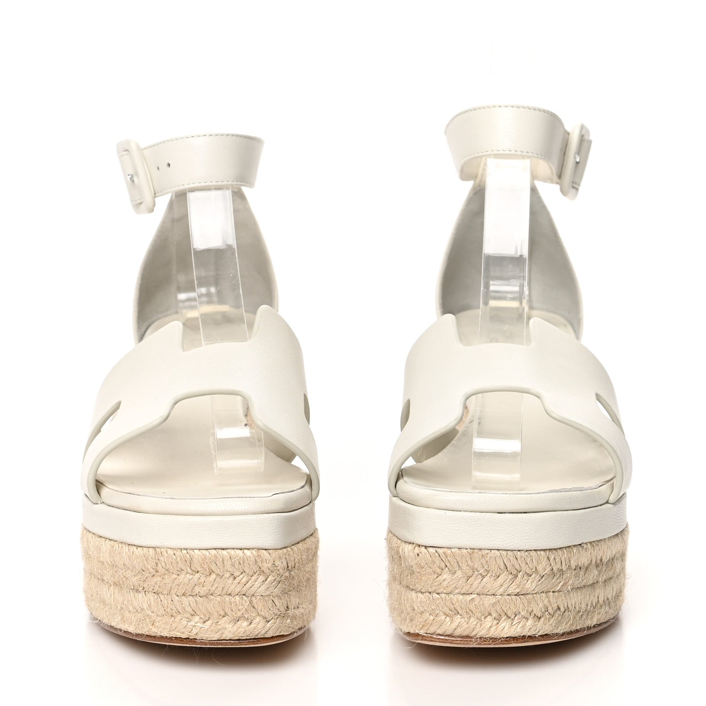 Goatskin Elda Espadrille Wedge Sandals 35 White