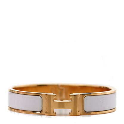 Hermes Enamel Narrow Clic Clac H Bracelet PM White 1 of 6